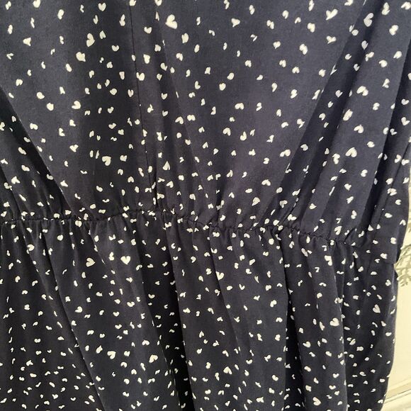 Banana Republic Women's SP Navy White Heart Print V-Neck Fit & Flare Dress - Picture 7 of 10